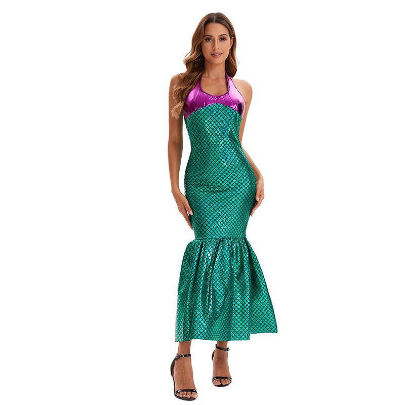 

Halloween Costume Adult Mermaid Sequin Princess Dress Fishtail Cosplay European and American Amazon Hot-Selling Mermaid Dress 3335 XL
