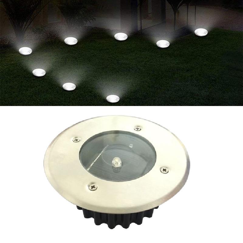 Solar Garden Floor Lamp With Stainless Steel Round Design For Lawn And Patio Landscape
