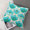 Turquoise Poppy Square Jacquard Pillow Cover for Sofa Office Waist Cushion Cover Home Decorative Pillowcase