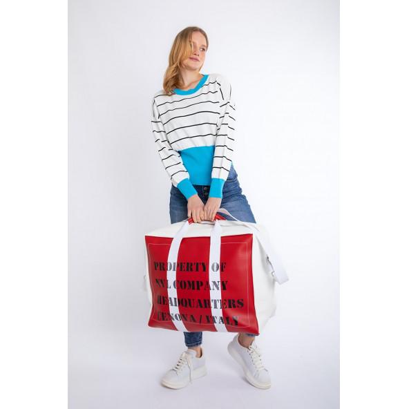 

Noval Company Красно-белая унисекс сумка на плечо и багажная сумка на молнии