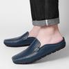 Fashion Casual Outdoor Mules Walking Shoes Lightweight Male Comfortable Loafers Men Casual Half Drag Men's Genuine Leather Slip-On Flats