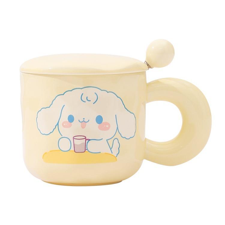 Ceramic Cup Fun Breakfast Cup Cute Cup Household Drinking Cup Office Mug Girls Gift With Lid Spoon
