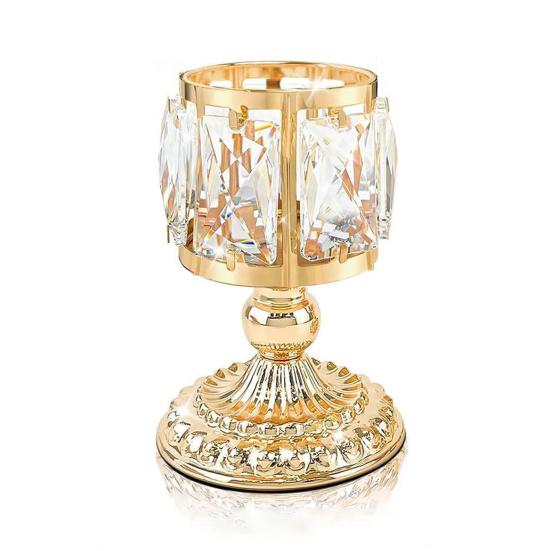 Faux Crystal Candle Holder European Style Candle Cup Shiny Tealight Holder Table Centerpiece for Home Wedding Party Decoration