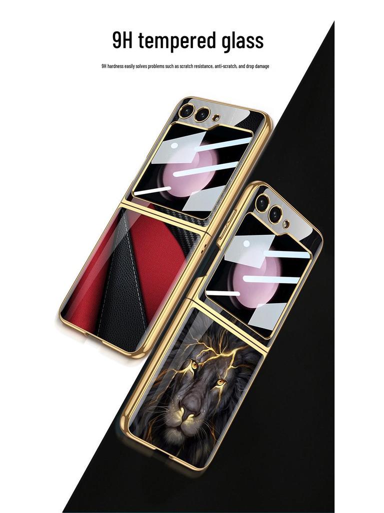Samsung Galaxy Z Flip 5 Anti-Drop Luxury Glass Case - Full Coverage