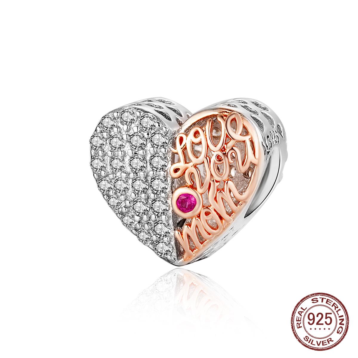 

925 Стерлинг Серебряный Биоцвет сердца формы бисера для оригинального серебряного браслета Шарм Мама Сердце Openwork Металлический шарик