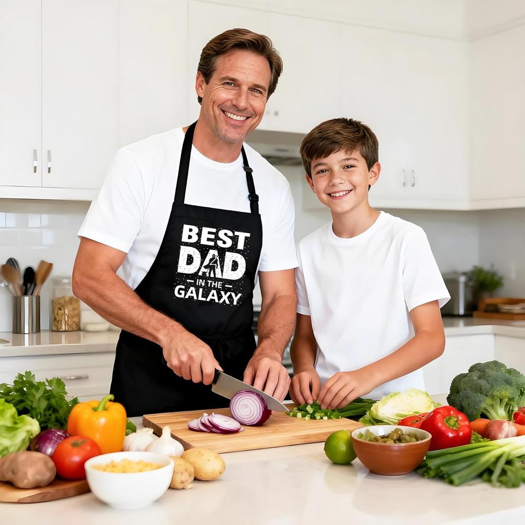 Kaidouma Grilling Aprons for Men Dad - Mens Funny Chef Cooking BBQ Grill Apron with 2 Pockets - Father's Day Apron for Daddy Husband - Best Dad In