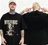 Hysteric Glamour Styl Retro z lat 90. Węglowy T-shirt z Nadrukiem dla Mężczyzn Kobiet Y2k Graficzna Koszulka z Krótkim Rękawem Unisex Mężczyźni Kobiety Lato