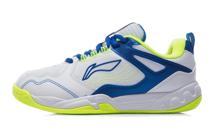 Li Ning Synthetic Leather Training Low top Badminton Shoes White Blue Teenagers AYTR032-1 35.5