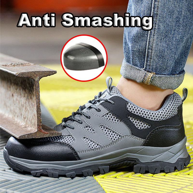 Oulylan Steel Toe Anti Puncture Safety Boots Summer Mesh Breathable Protective Shoes Men 6Kv Insulation Anti Smash Work Footwear