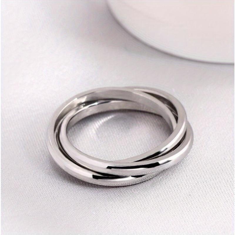 1Pc Fashion Classic Three Lives Three Worlds Three Colors Three Rings Interlocking Titanium Steel Ring