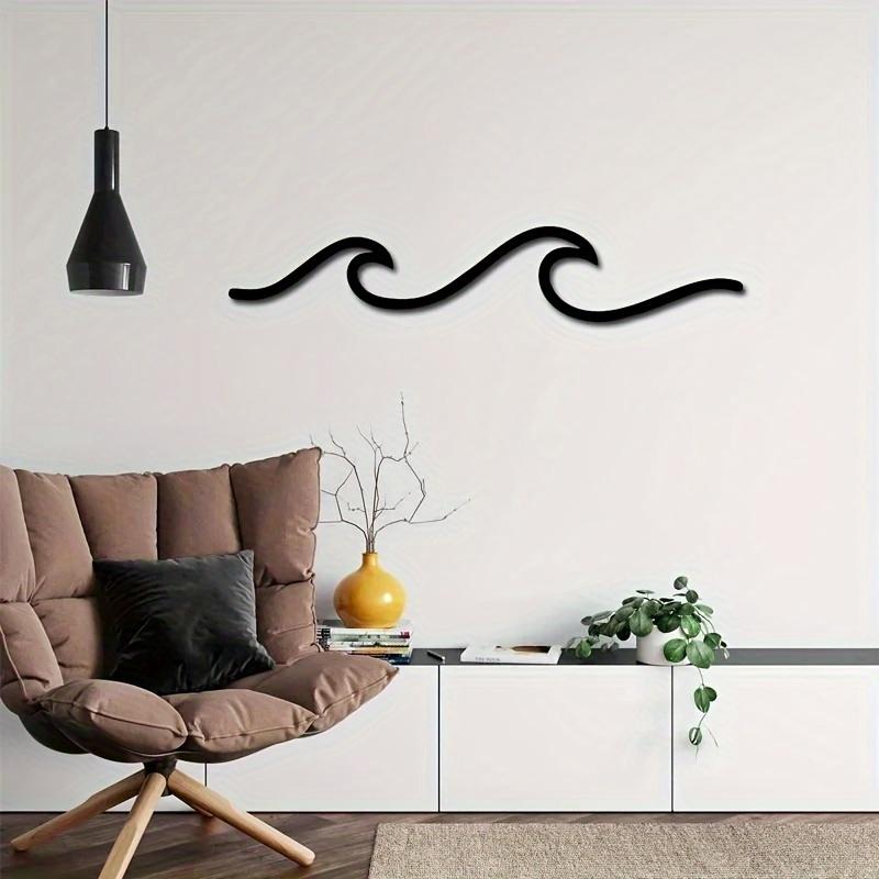 1pc Metal Wave Art Sign, Modern Minimalist Wall Decor,Metal Line Wave Wall Sculpture,Line Art Decoration for Office Metal Walls.