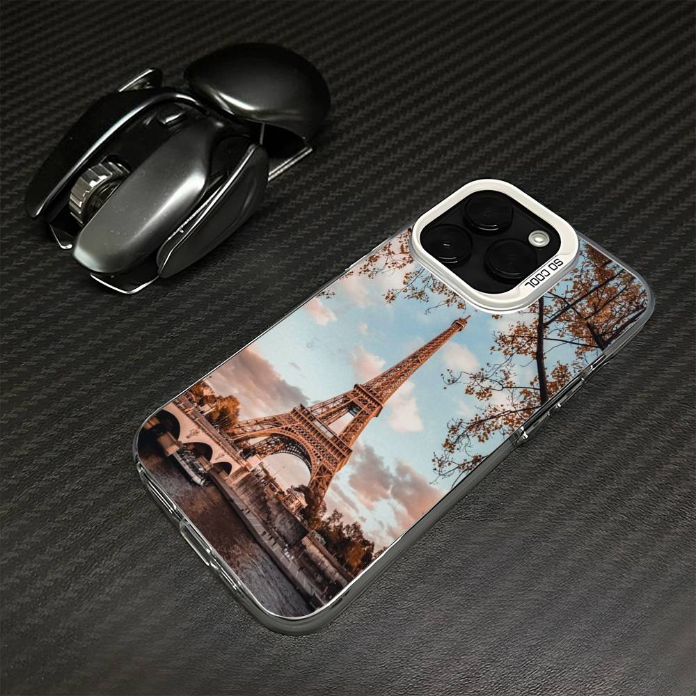 Eiffel Tower Phone Case For iPhone 16,15,14,13,12,11,Mini,Pro,MAX White Matte Shockproof Cover