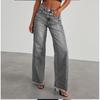 Neue Damen Vintage Gewaschene Gerade Bein Jeans, Lockere Passform Breite Beine Bodenlange Denim Hosen für Lässige Streetwear