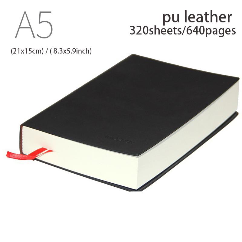 640/400/240/160 sider Ultratykk linjert studentdagbok Notatbok Kontorrekvisita A4/A5/A6 PU-skinn Arbeidsnotatblokk for forretninger