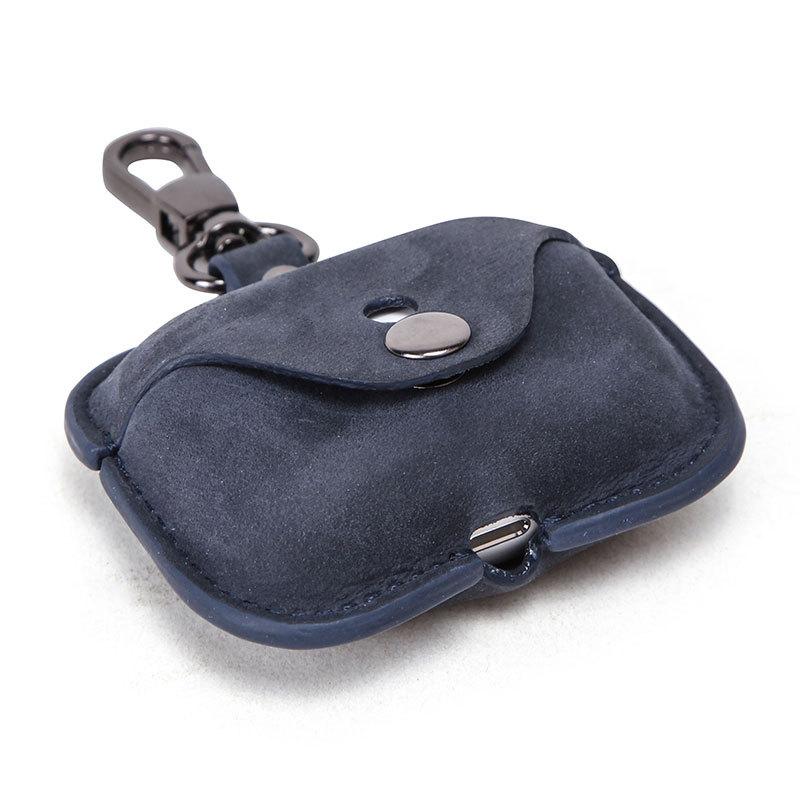 

Подходит для чехла для наушников Airpodspro из натуральной кожи с откидной крышкой на кнопке для защиты наушников Bluetooth 9x2x9cm синий