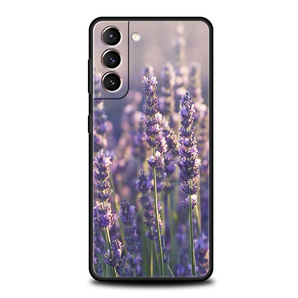 Simple Lavender Purple Flowers Phone Case For Samsung Galaxy S24 S23 S22 S20 Ultra S21 FE 5G S10 S9 Plus S10E S8 Soft Cover