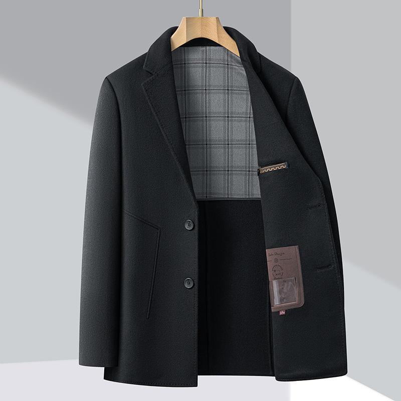 

Осень и зима новое кашемировое пальто мужское деловое повседневное шерстяное пальто средней длины с воротником двусторонний шерстяной одинарный верх 195