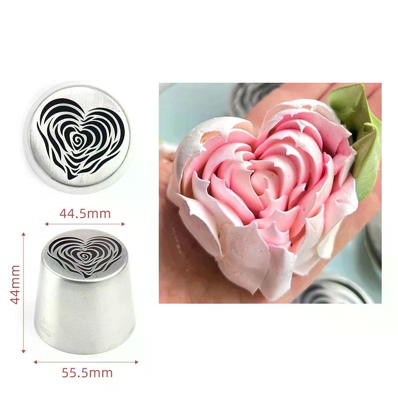 Utensils Baking Cake Tool Stainless Steel XL Heart Rose Flower Pattern Russian Icing Tip Marshmallow Piping Nozzle Decorating