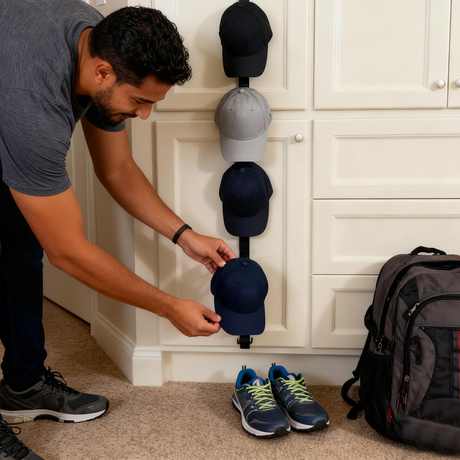 

Выдвижная вешалка для шляп с 10 крючками, настенный органайзер для кепок, держатель для хранения бейсбольных и гольф-кепок CN