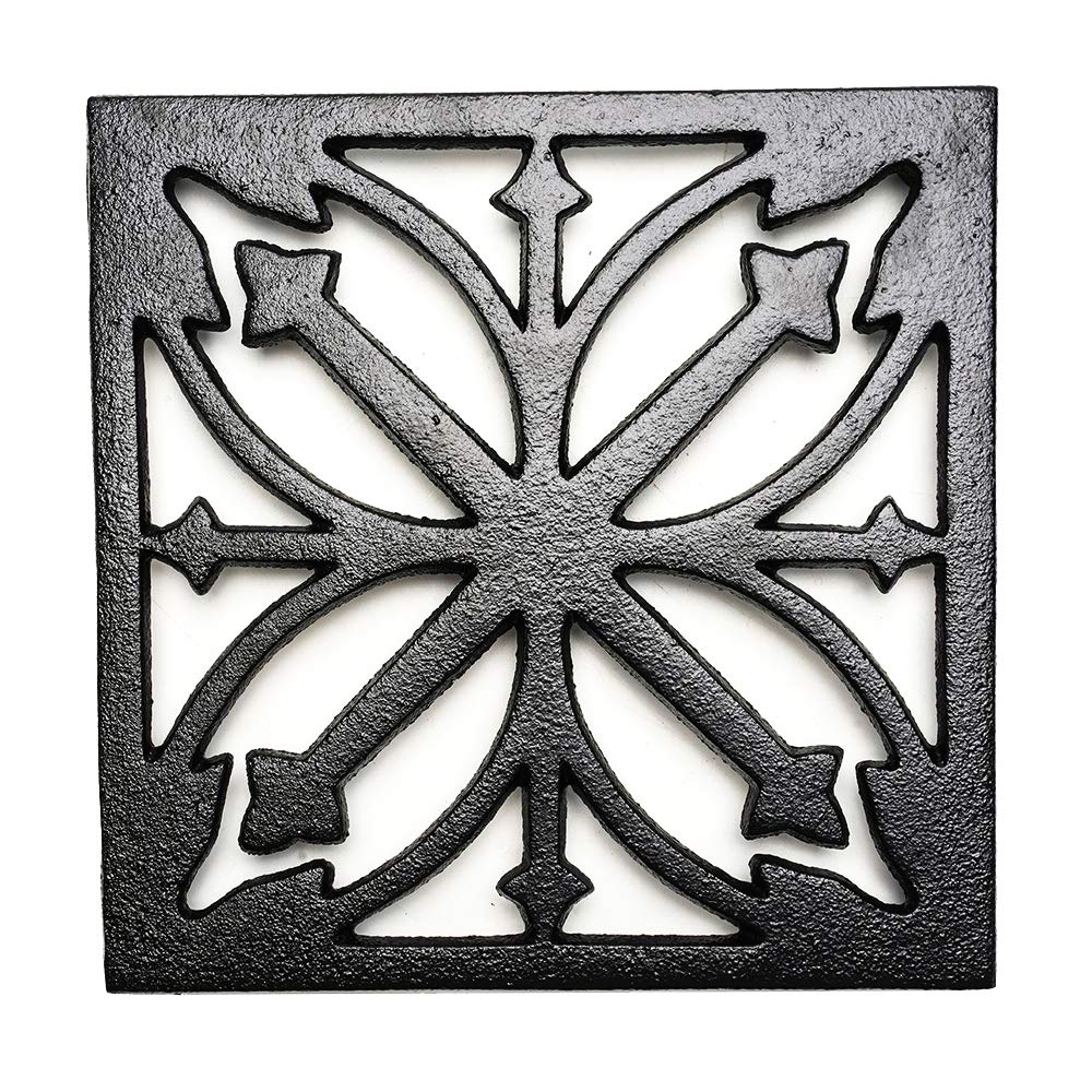 Sungmor Trivet Kettle Pot Teapot Cast Floral Square Coaster, Mat, Mat, Holder, Insulated, Heat-Resistant, Iron, Non-Slip, Rust-Resistant, Thick,
