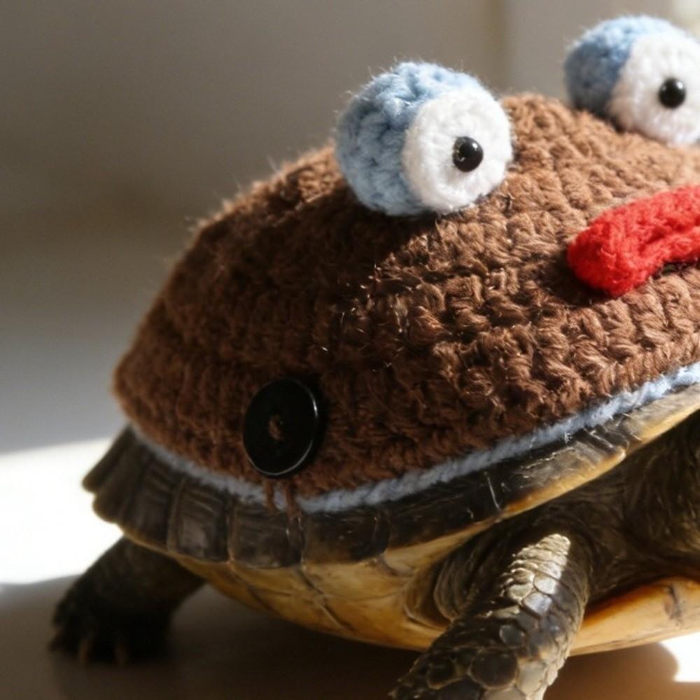 Warmer Gestrickter Schildkrötenpullover Verstellbarer Riemen Bequeme Passform Haustier Schildkröten Kleidung Einzigartiges Handgemachtes Schildkröten Kostüm Cosplay Event