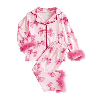 Boys' And Girls' Long Sleeved Pajama Cardigan Set, Casual Home Clothes Two Piece Set