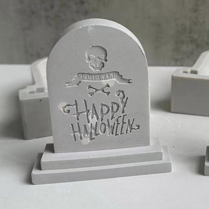 Halloween Tombstone Silicone Molds DIY Crafts Plaster Mold Handmade Scented Candle Soap Table Ornament Mould Non-stick