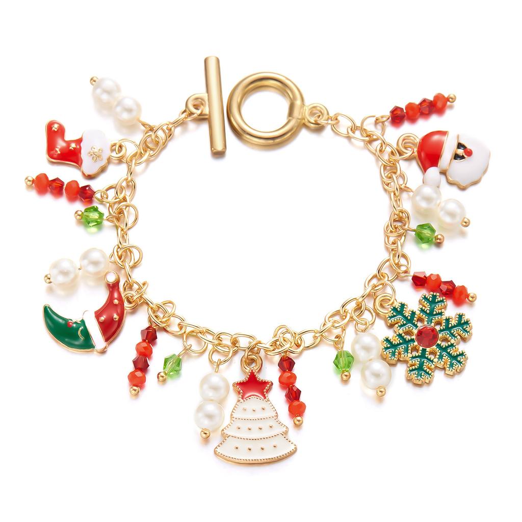 Fashion Santa Claus Snowman Star Christmas Tree Pendant Bracelet For Women Adjustable Christmas Bracelet Charm Party  Jewelry