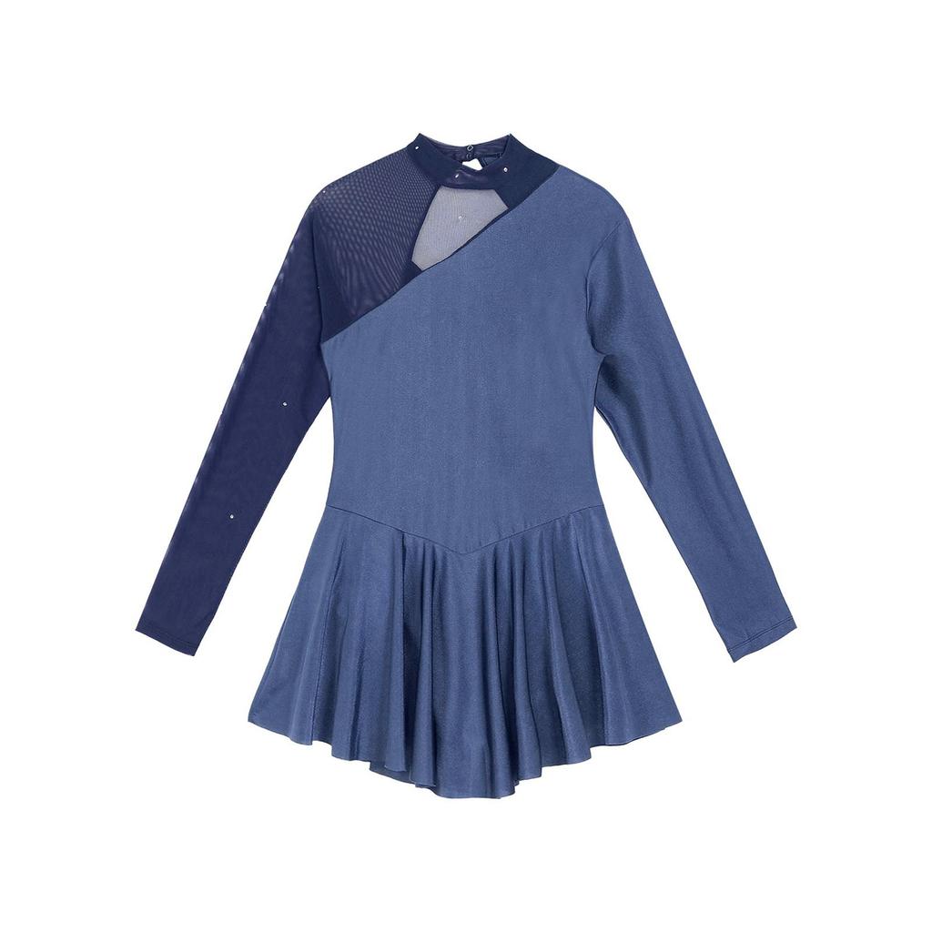 Γυναικείο φόρεμα για πατινάζ με μακρύ μανίκι λαιμόκοψη Φορέματα χορού Leotard Φόρεμα για καλλιτεχνικό πατινάζ