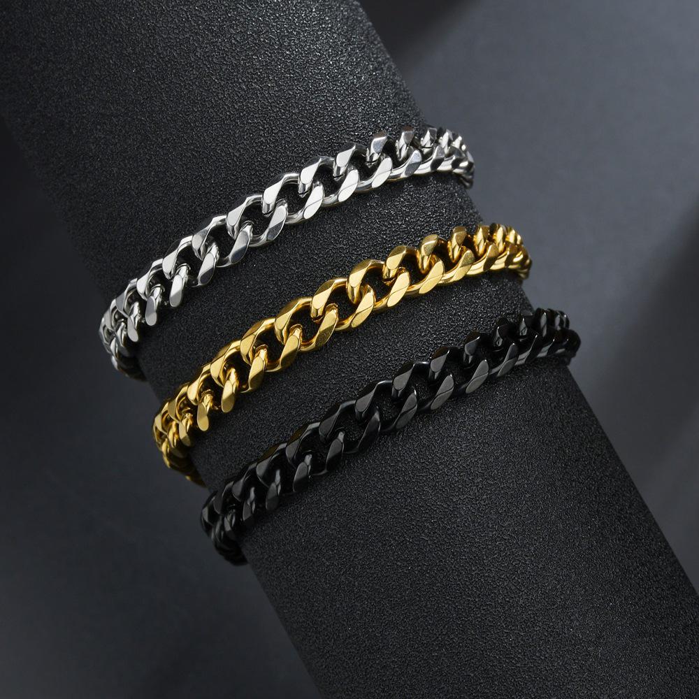 Europäisches Hip-Hop-Titan-Sechsseitiges Cuban-Link-Armband: Trendiger Retro Herrenschmuck aus Edelstahl