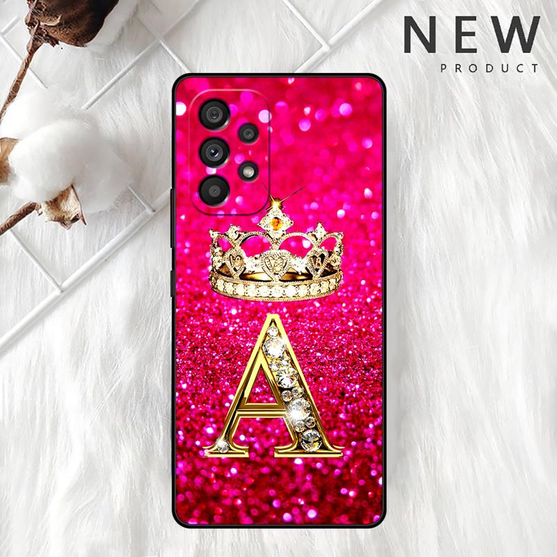 Pink Diamonds Letter Case For Samsung Galaxy A54 A52 A14 5G A53 A12 A13 A71 A23 A34 A33 A21s Phone Cover
