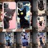 Anime Cute Black Cat Meow Soft Phone Case For IPhone 11 17 Air 16E 16 Pro Max 15 + 14 Plus 13 Mini 12 Apple 7 SE 8 Fundas Coque