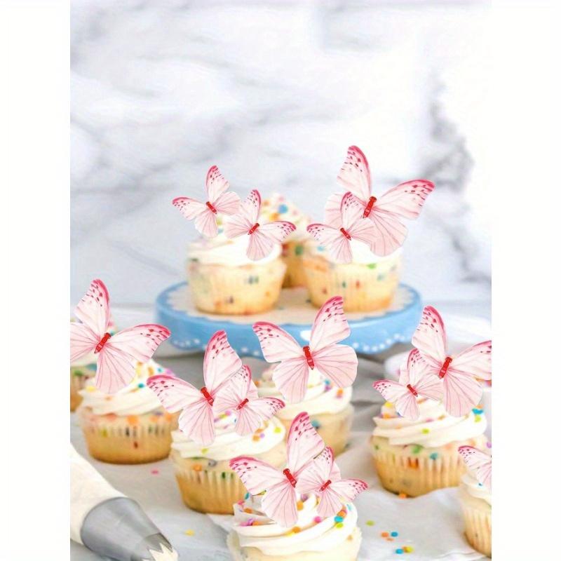 48 Pcs Edible Butterflies For Cake Decorating, Wafer Paper Butterfly Cake Topper Butterfly Cupcake Decorating For Wedding Birthday Anniversary Flower