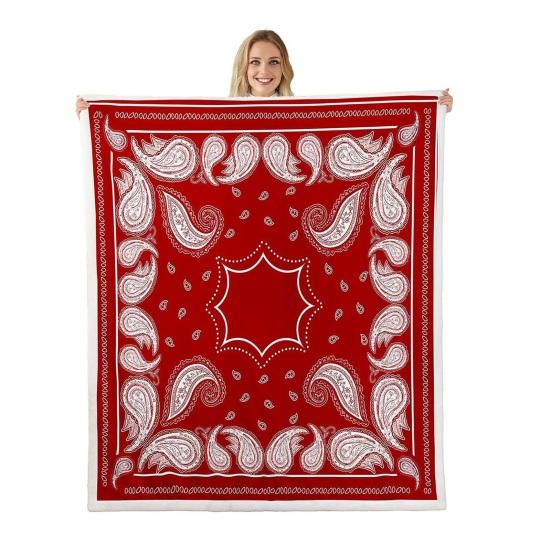 Retro Paisley Pattern Blanket Bohemian Soft Flannel Throw Blanket Decorative Washable Cozy Blanket for Couch Bed Sofa