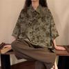 Vintage Japanese Retro Hong Kong Style Floral Short-Sleeve Shirt - Unisex Loose Casual Design
