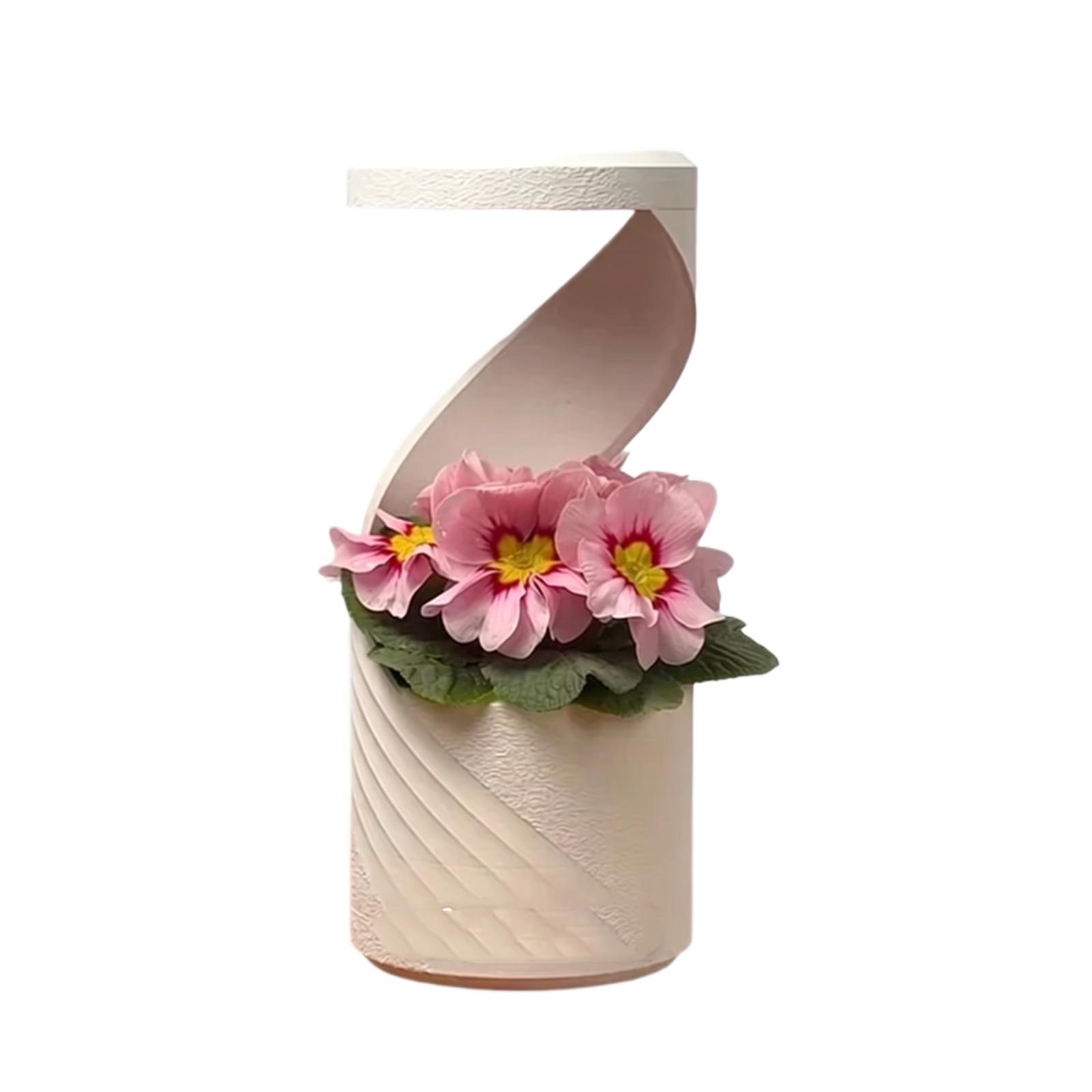 3D Printed Desktop Rotating Rainfall Vase Modern Spiral Design Flower Pot Decorative Planter for Home Office Desk