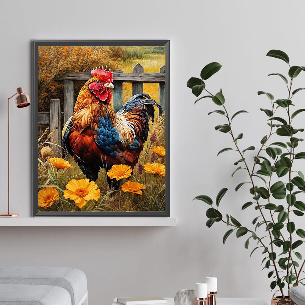 5D DIY Full Round Drill Diamond Painting Rooster Kit Home Decor Art Craft30x40cm