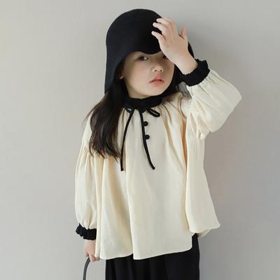 Kids Girls' Round-neck Long Sleeve Shirt Top