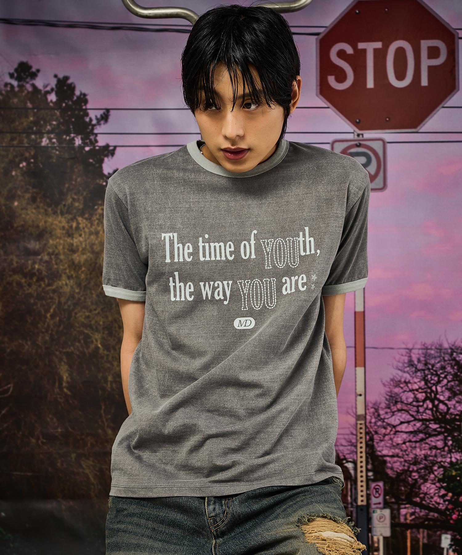 Mid Sun Perenne Youth Ringer Tee-Charcoal Red/M