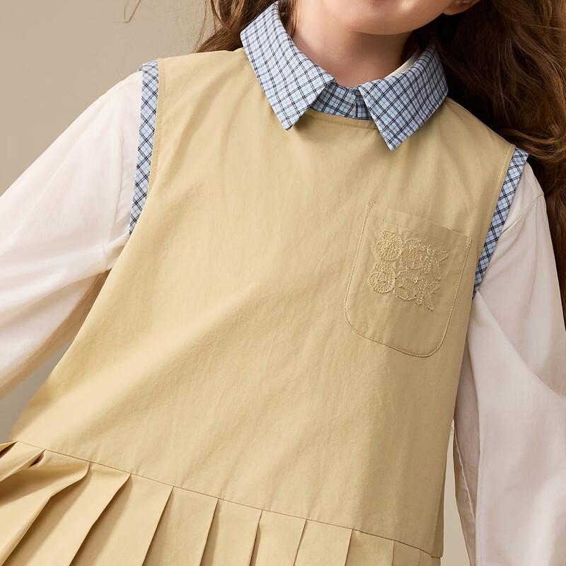 ASK JUNIOR Dziewczęca Sukienka w Kratkę Bez Rękawów z Plisami