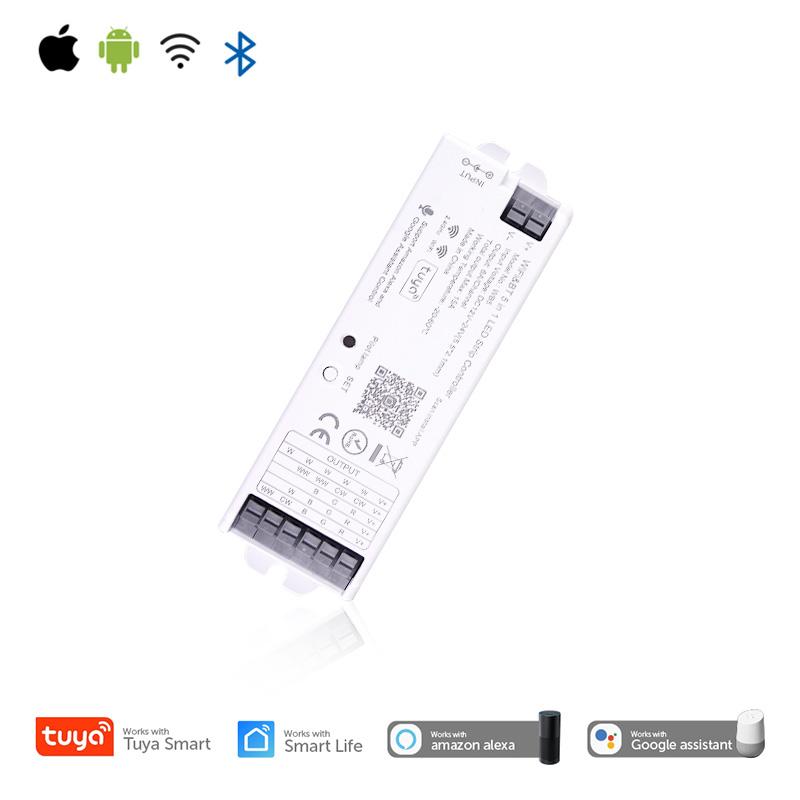 Tuya WiFi 5 in 1 LED Controller Alexa Google Home Voi Control RGB CCT RGBW Led Strip Dimmer Blue tooth APP RF Remote 12V 24V