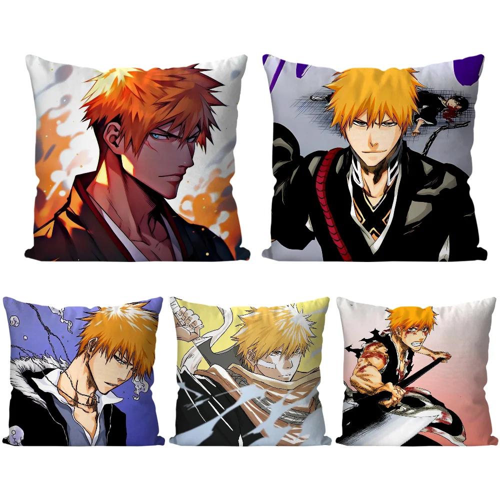 Kurosaki Ichigo Anime Bleach Pillow Case Square Pillow Bedroom Sofa LeisureComfort Cushion Car Living Room Home Decoration 40X40