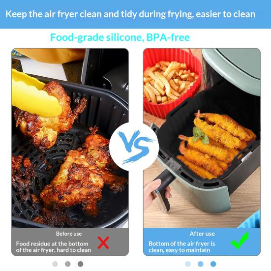 Air Fryer Silicone Baking Pan with Handles Non-Stick Air Fryer Basket Dishwasher Safe BPA-Free Air Fryer Pan for Even Cooking And Easy Cleaning