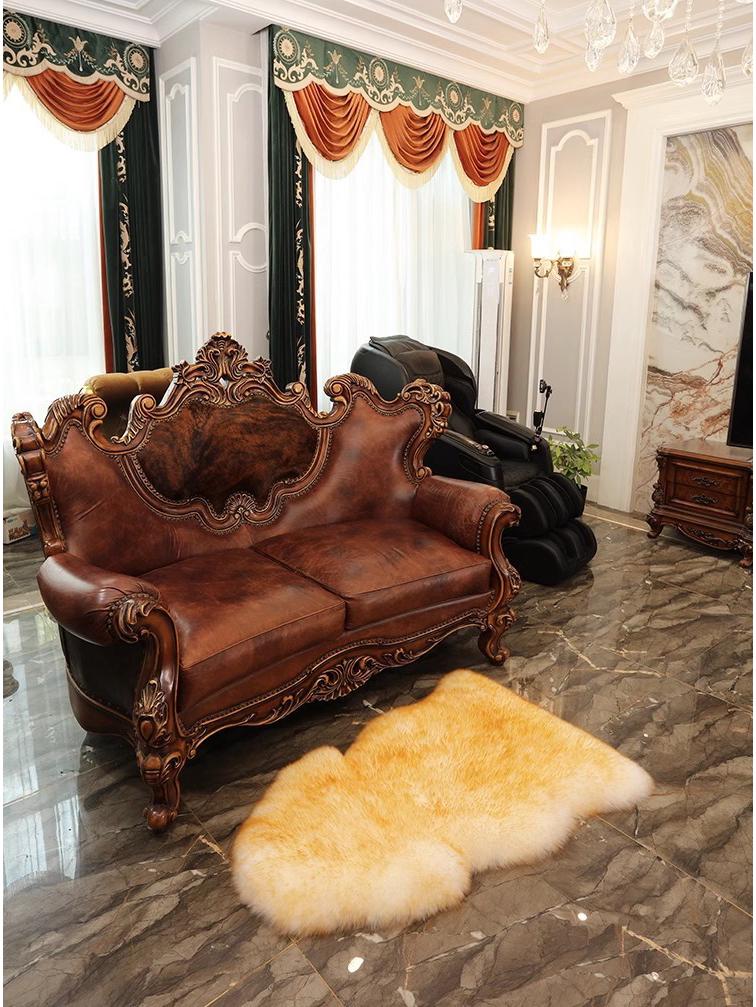 Australian Pure Wool Sheepskin Non-slip Winter Sofa Cushion - Thickened European Chaise Lounge Seatpad