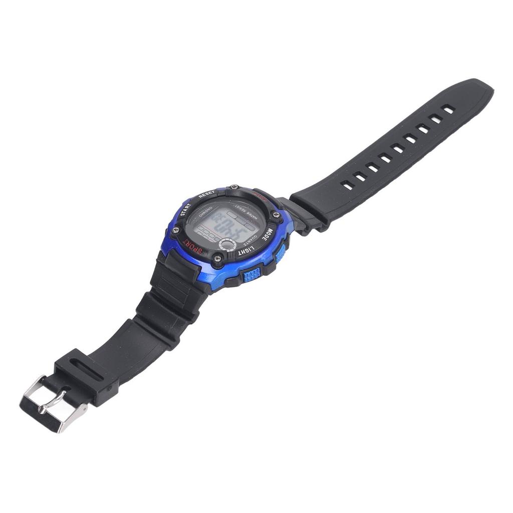 Elektronische Sportuhr, leuchtend, wasserdicht, Gummiband, großes Display, Kinder-Sportuhr, Blau