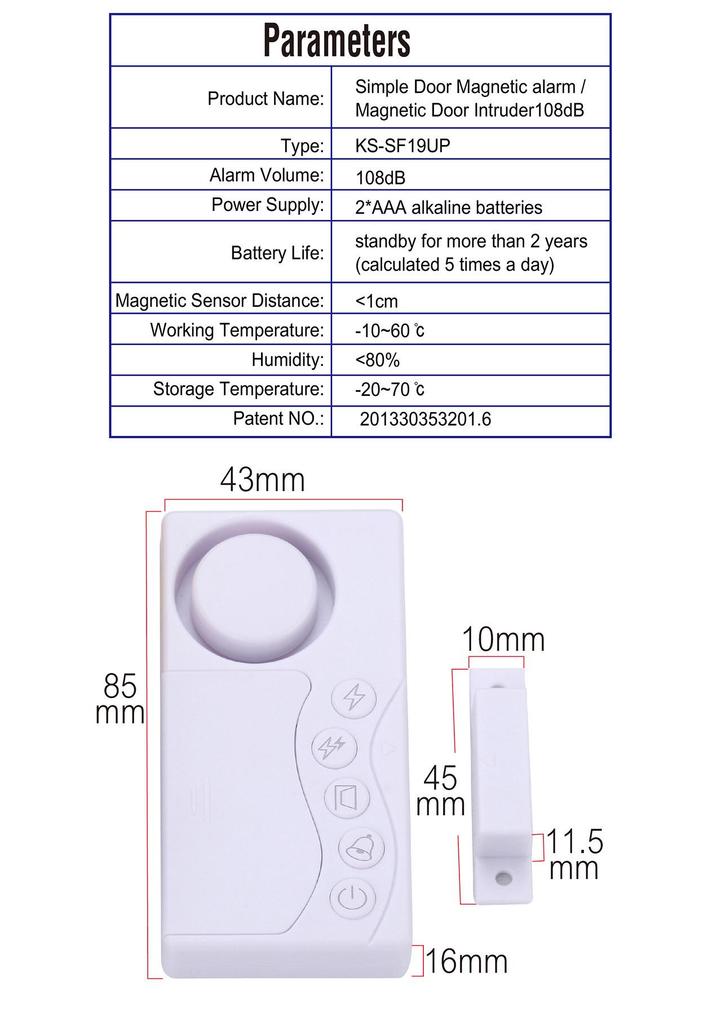 SF19UP Door & Window Anti-Theft Alarm and Fridge Reminder