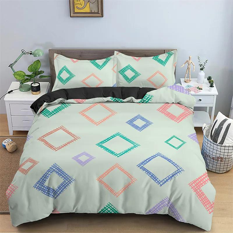 Nordic Geometric Duvet Cover Abstract Bedding Set Single King for Teen Adults Room Decor Microfiber Comforter Cover Pillowcases
