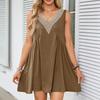 Dámské letní šaty bez rukávů, ležérní volné tílko s výstřihem do V a kapsami
