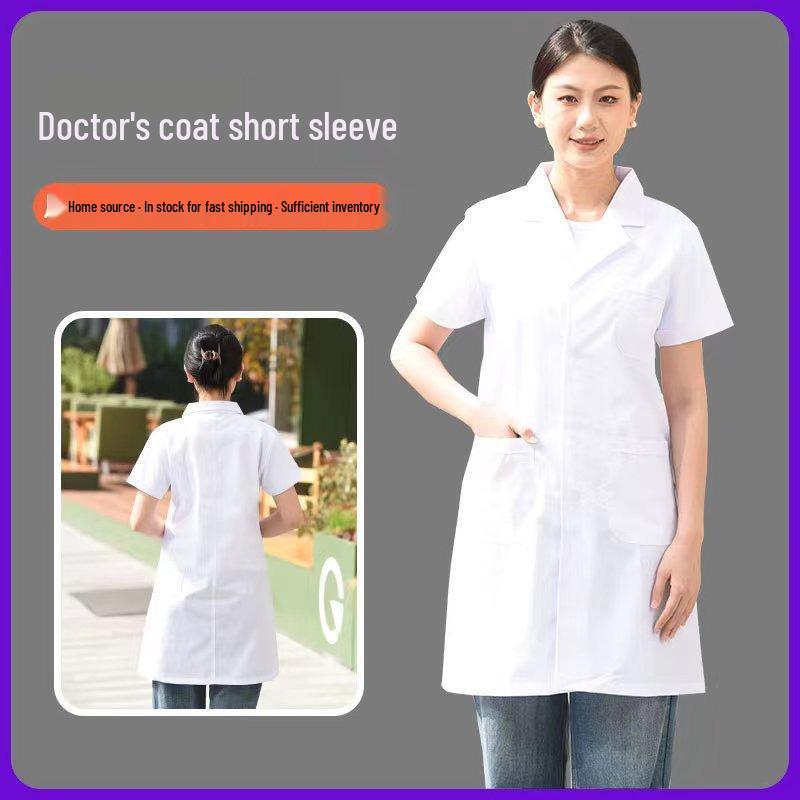 Unisex Summer Short Sleeve White Lab Coat for Students and Professionals M