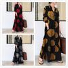 5XL Large Size Female Dress Muslim Long Skirt Cotton Linen Print Long Sleeve Simple Loose Long Shirt Dress